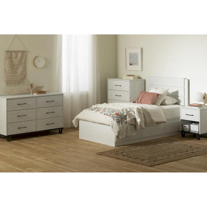 White Farmhouse 1-Drawer Nightstand for Kids