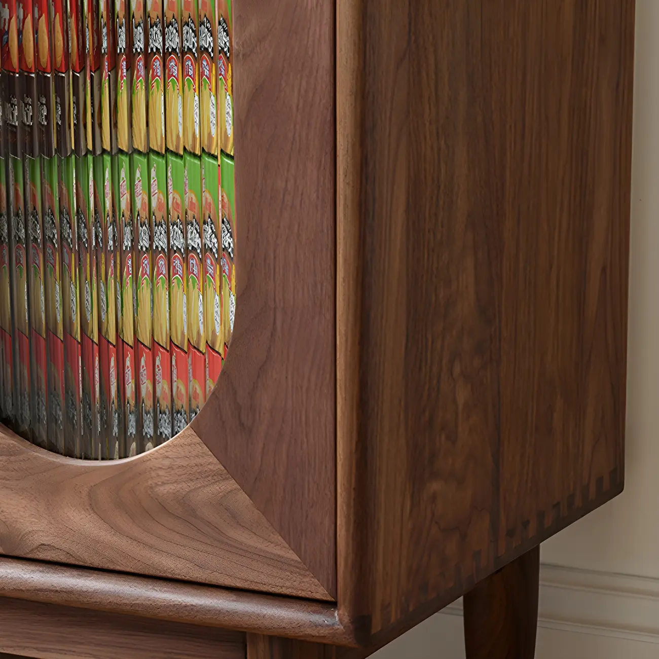 Walnut Wood Bottom Drawer Adjustable China Cabinet