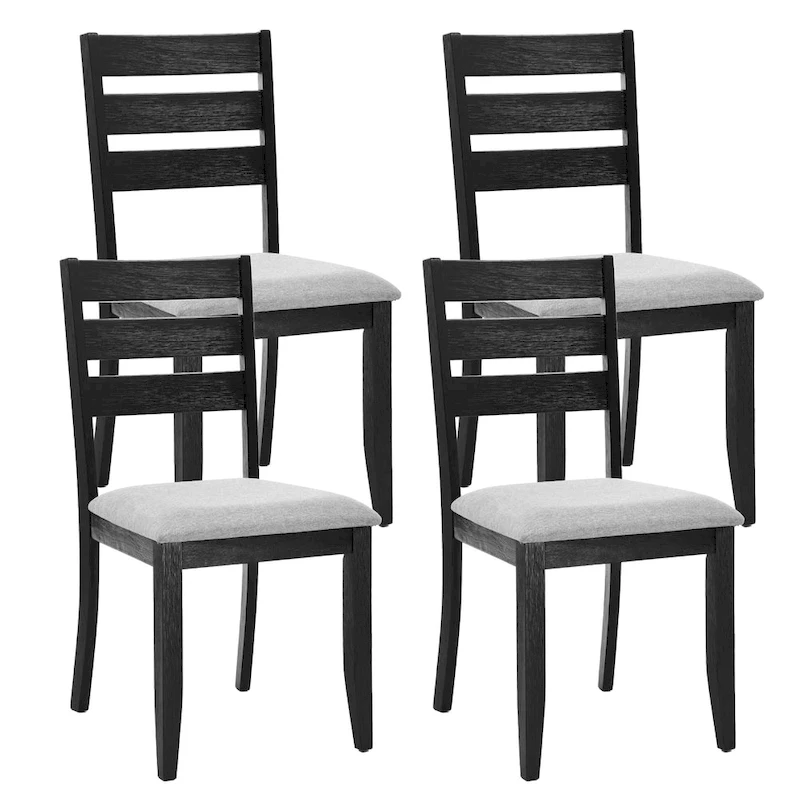Slat Back Wood Dining Chairs Set of 4