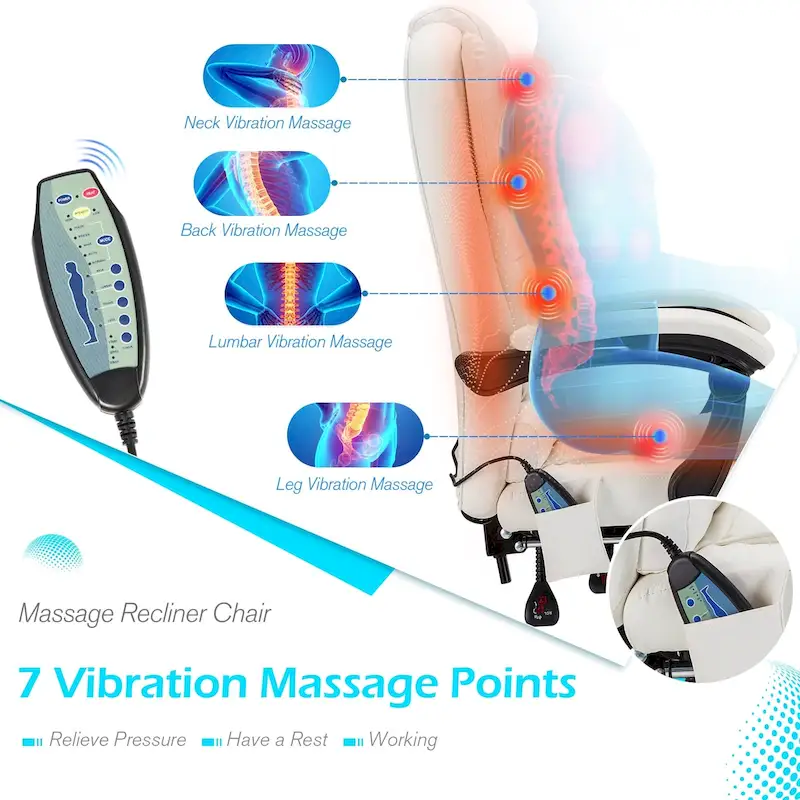 AECOJOY Heated Executive Office Chair w/ Massage &Adjustable Height