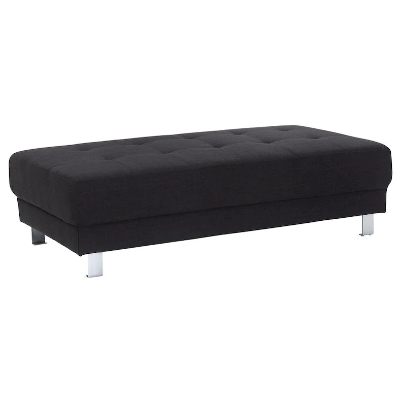 Oversized Twill Ottoman, Button-Tufted, 1-Person