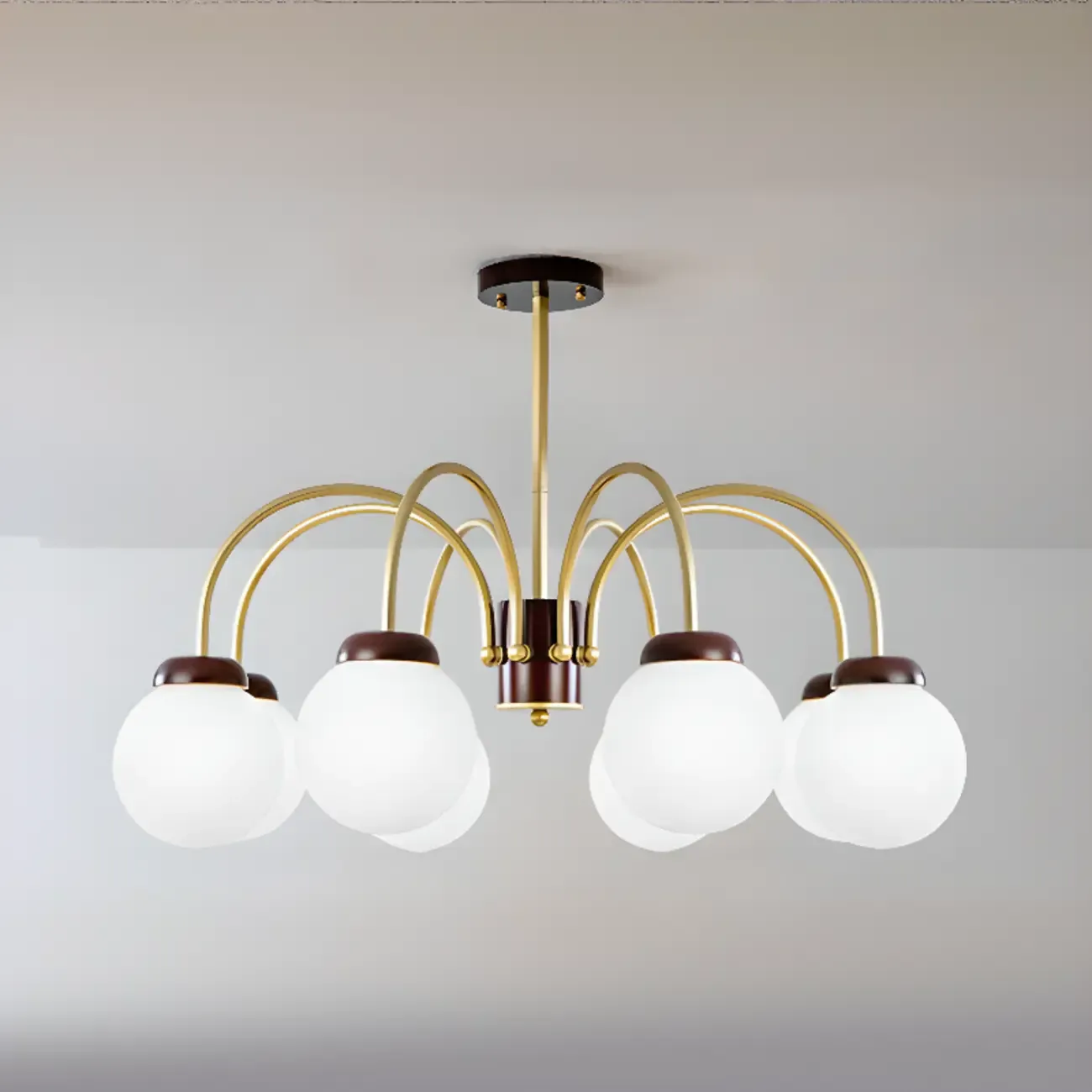 Classic Gold White Vitreous Ball Chandelier