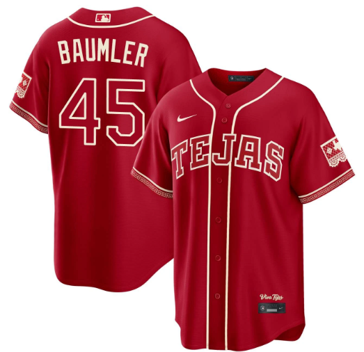 Carter Baumler Texas Rangers Red 2026 City Connect Jersey