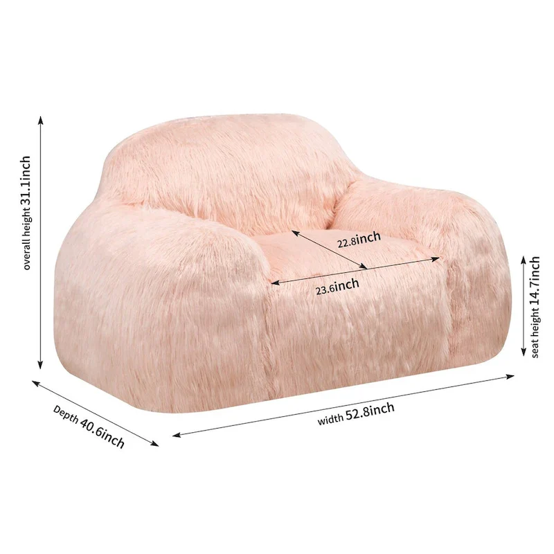 Bean bag chair lazy long hair sofa adult, teen high density foam filled modern focus chair
