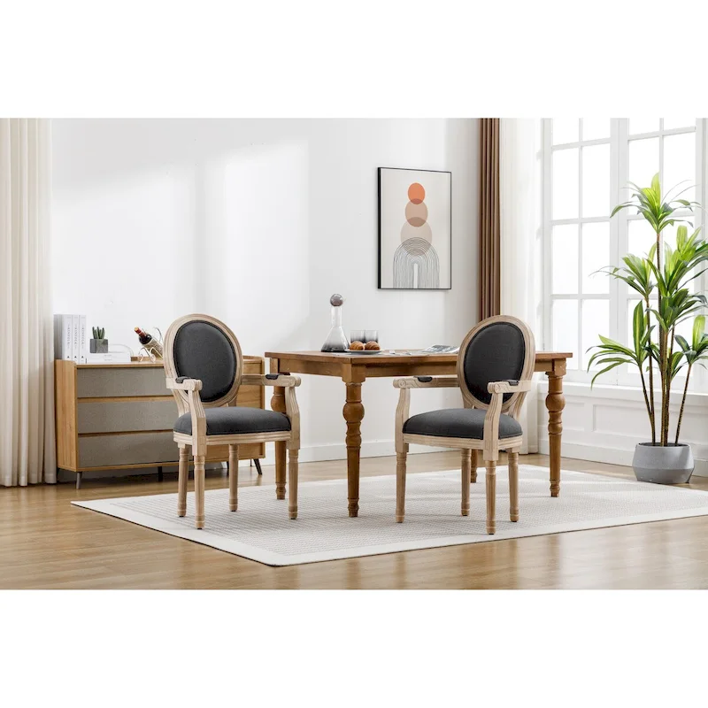Upholstered Fabric Dining Armchair Set of 2