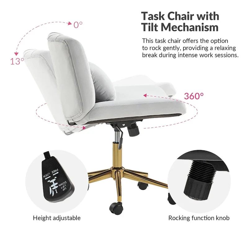 Ollie Modern Flannel Swivel Tilting Office Chair with Pillow by HULALA HOME