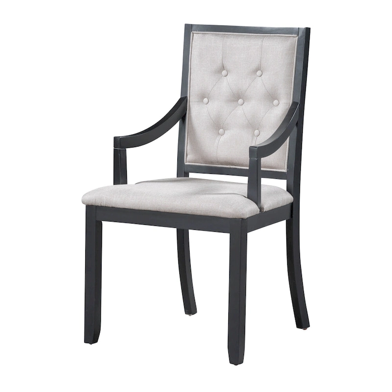 Black 5-Piece Wooden Dining Table Set with Extendable Round Table & 4 Armchairs