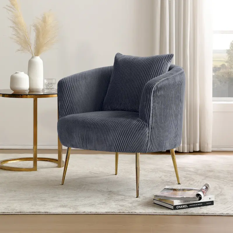 Art Leon Modern Velvet Accent Barrel Chair