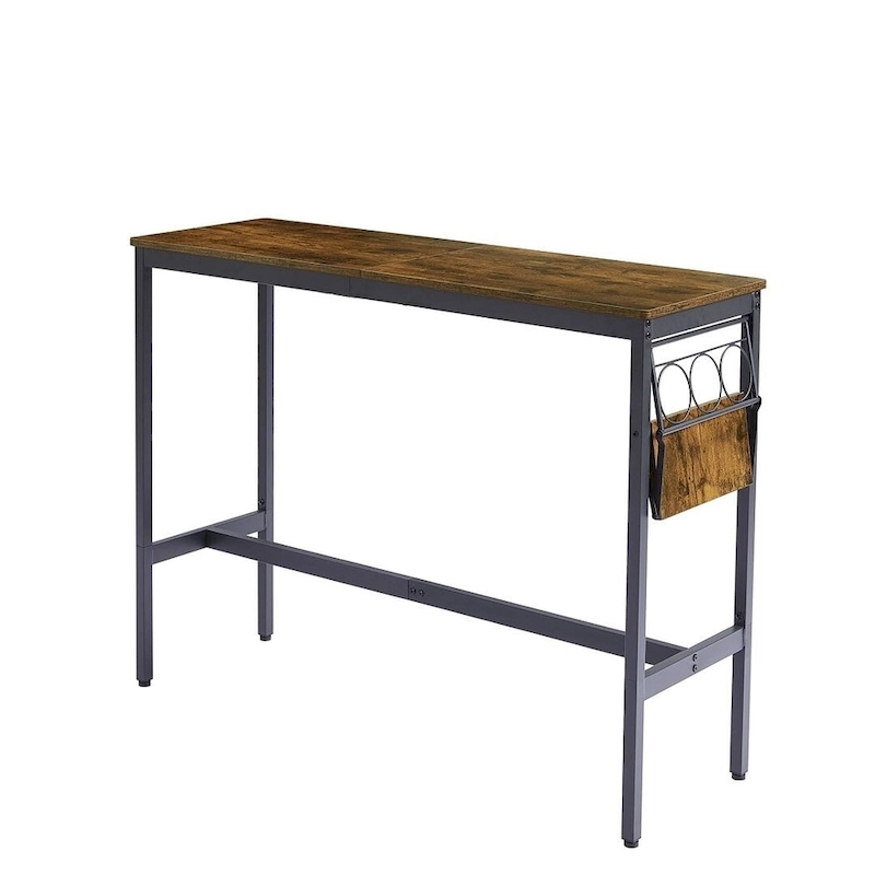 3 PCS Industrial Bar Table Set with Wine Rack