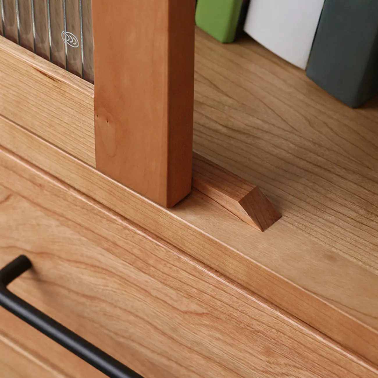 Narrow Modern Natural Wood 2-Drawer Bookcase