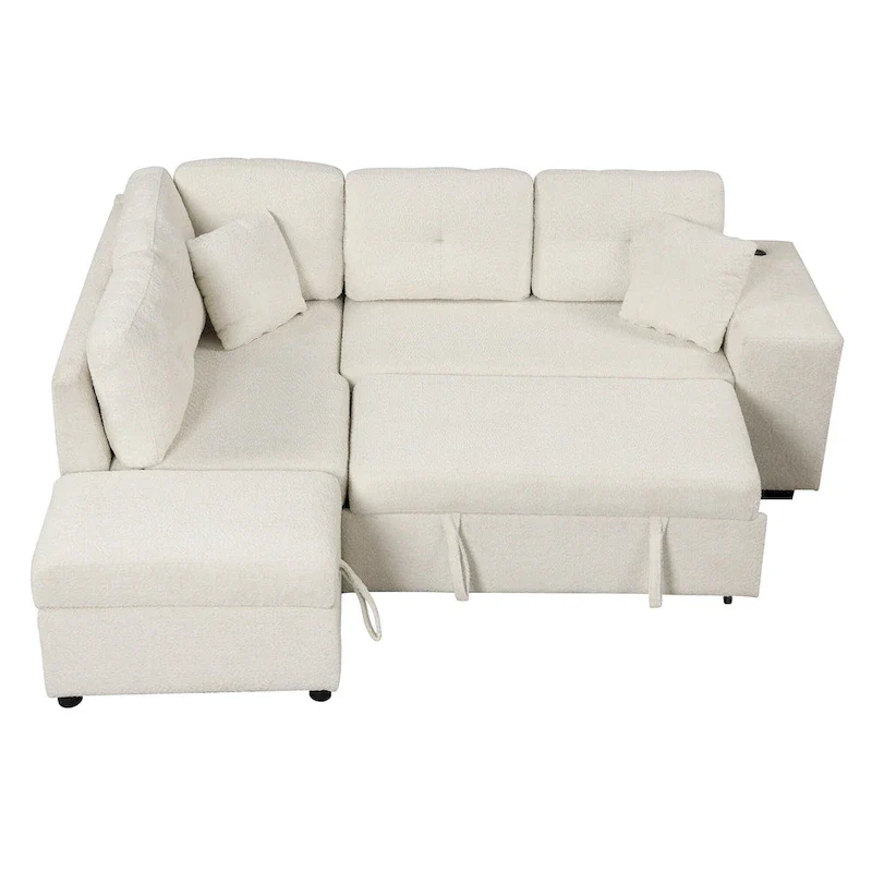 87.7 Convertible Sectional Pull Out Sofa Bed