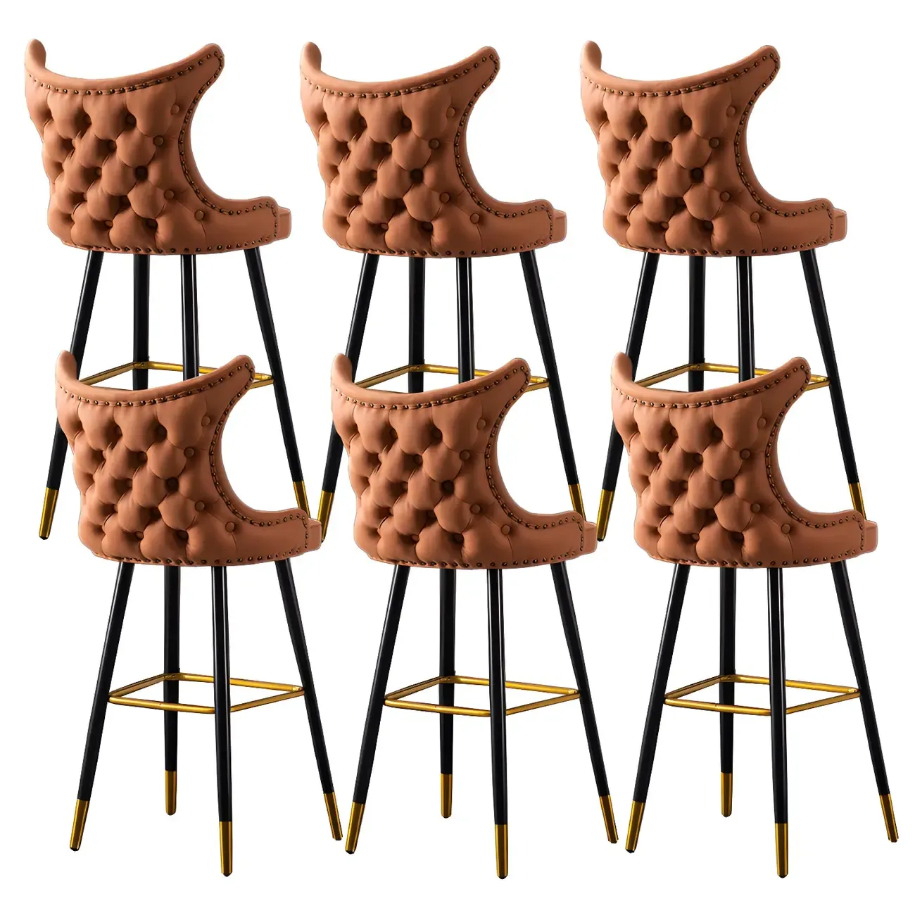 Velvet Upholstered Wingback Counter Height Bar Stools