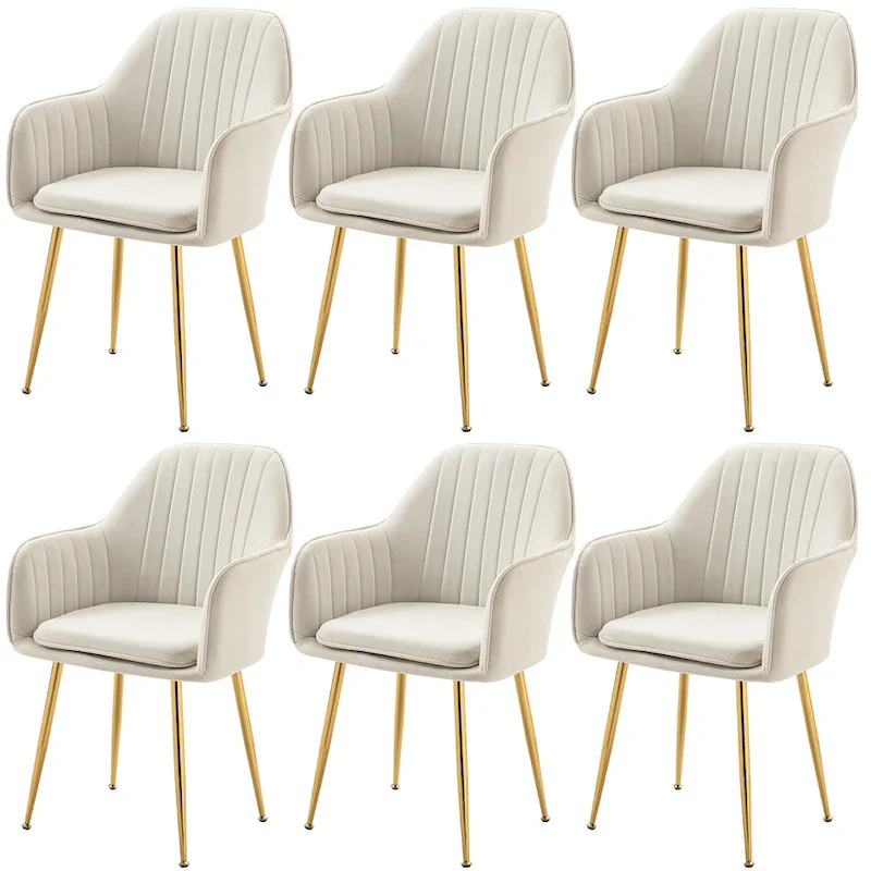 Upholstered Dining Chair (Set of 6) Velvet Accent Arm Chair
