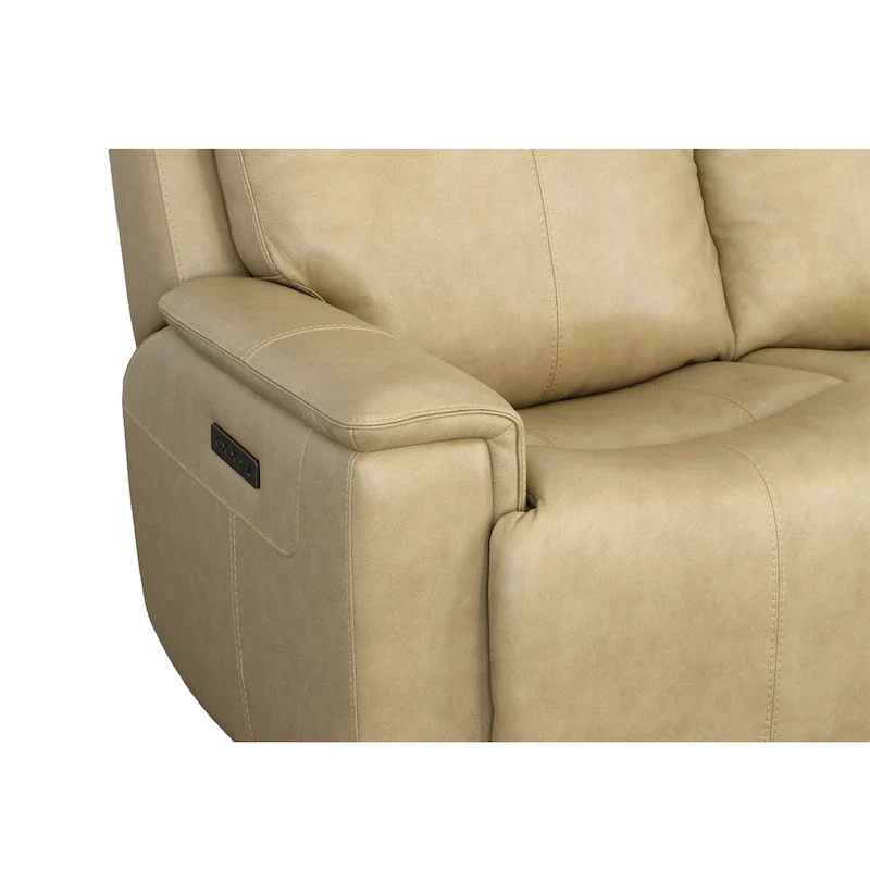 Dark Brown & Tan, Power Reclining Loveseat, Top Grain Leather, 2-Seat