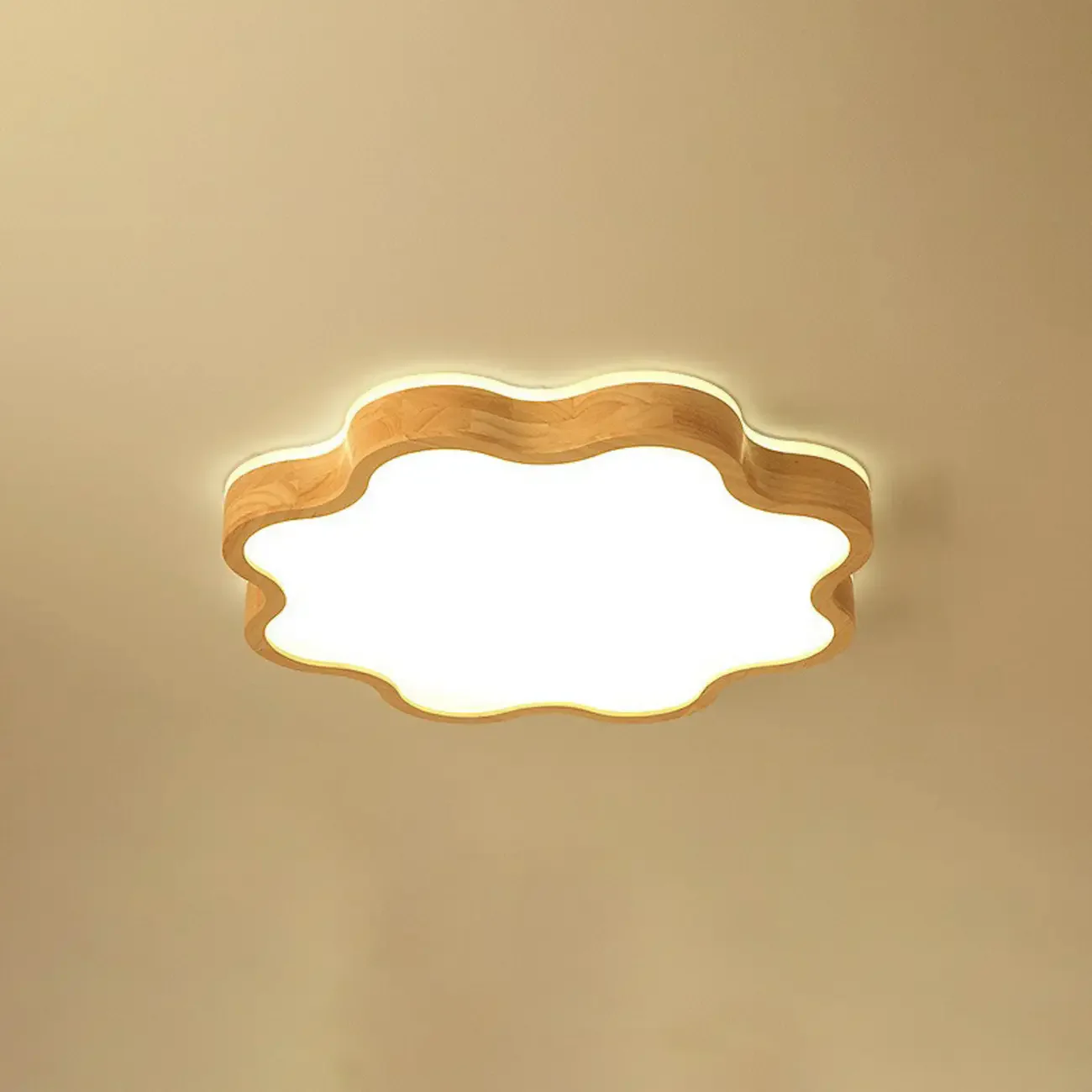 Elegant Natural Finish Star Flush Ceiling Light for Bedroom