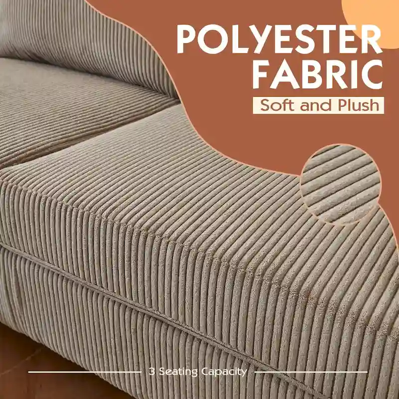 L-Shaped Reversible Chaise Sofa - Polyester Fabric - 3 Seater