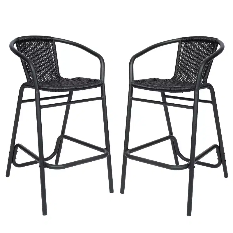 Merrick Lane Set of Two Restaurant Style Barstool with PE Rattan Seat for Indoor/Outdoor Use
