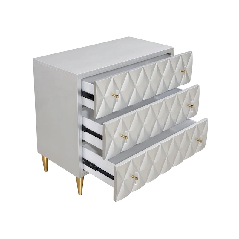 Metallic Silver and Champagne 3-Drawer Console Cabinet
