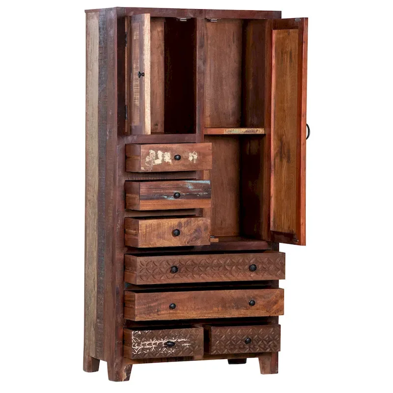 Solid Wood Freestanding Wardrobe Cabinet - N/A