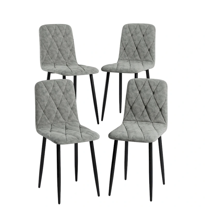 Dining Chairs Set of 4, Modern Kitchen Dining Room Chairs, PU Dining Chair Upholstered Cushion Seat and Sturdy Metal Legs