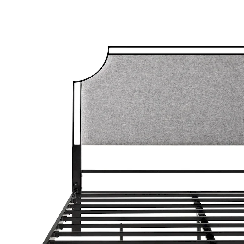 Upholstered Curved Metal Queen Bed Frame