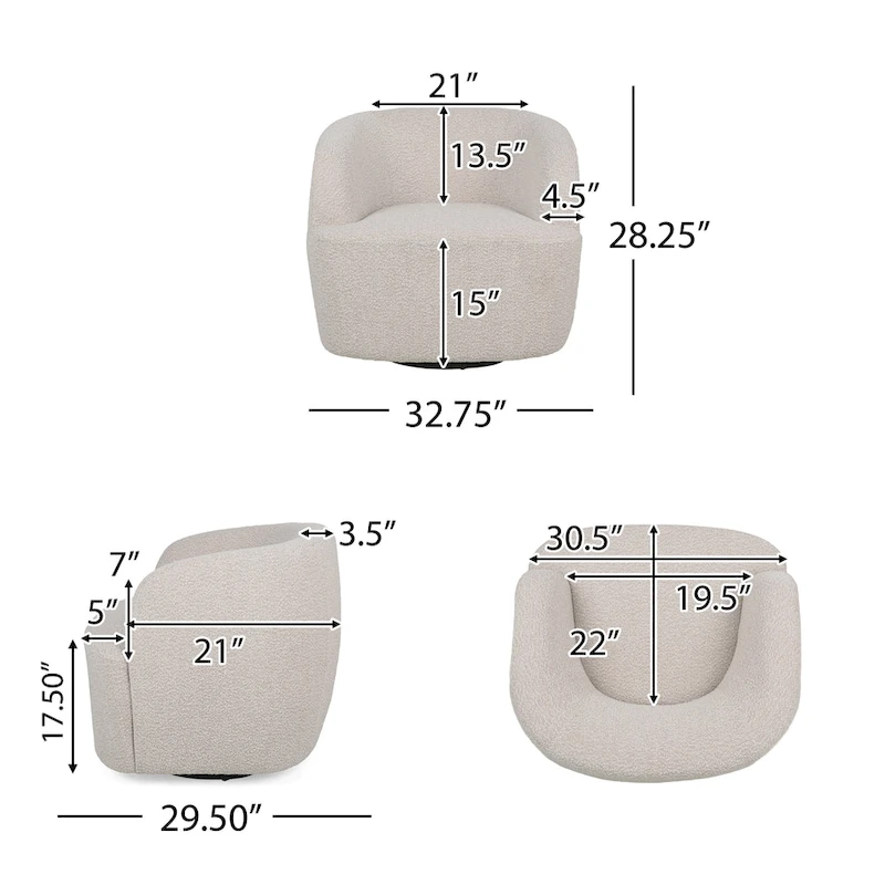 Mokena Textured Boucle Upholstered Swivel Club Chair by Christopher Knight Home