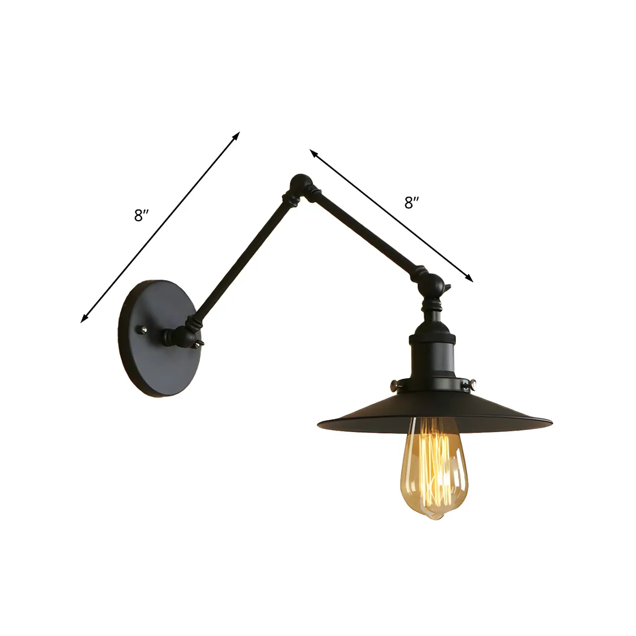 Industrial Metal Flat-Shade Swing Arm Wall Light