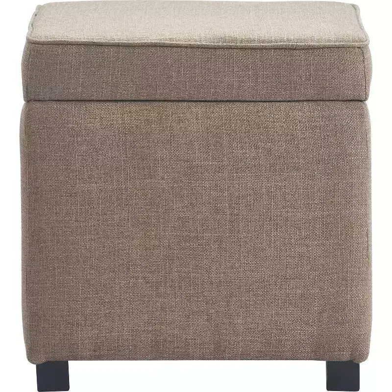 Morgan Storage Cube Ottoman Brown - Finch: Upholstered Seat, Removable Cushion, Wood Frame