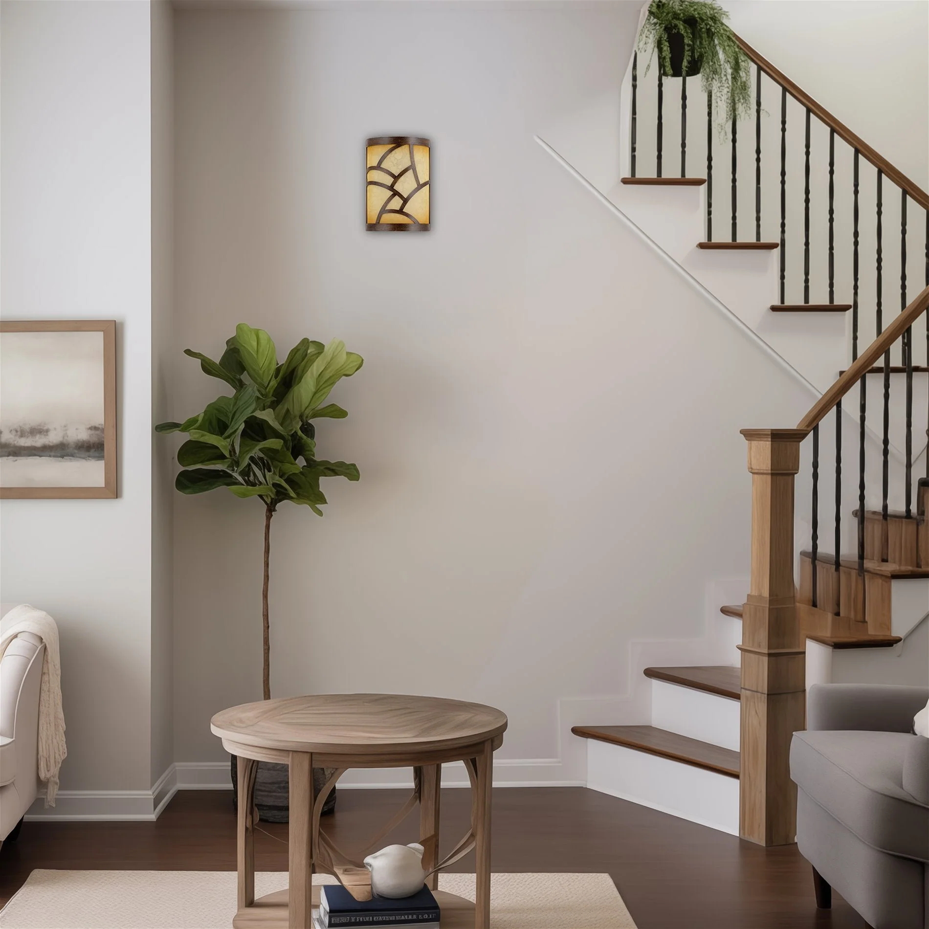 Cromwell 10 Traditional wood finish Metal Chime Cover / Tea-Stained Glass