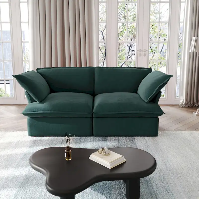 Modular Sectional Sofa Couches, 82.66 Velvet Loveseat Sofa with Ottoman