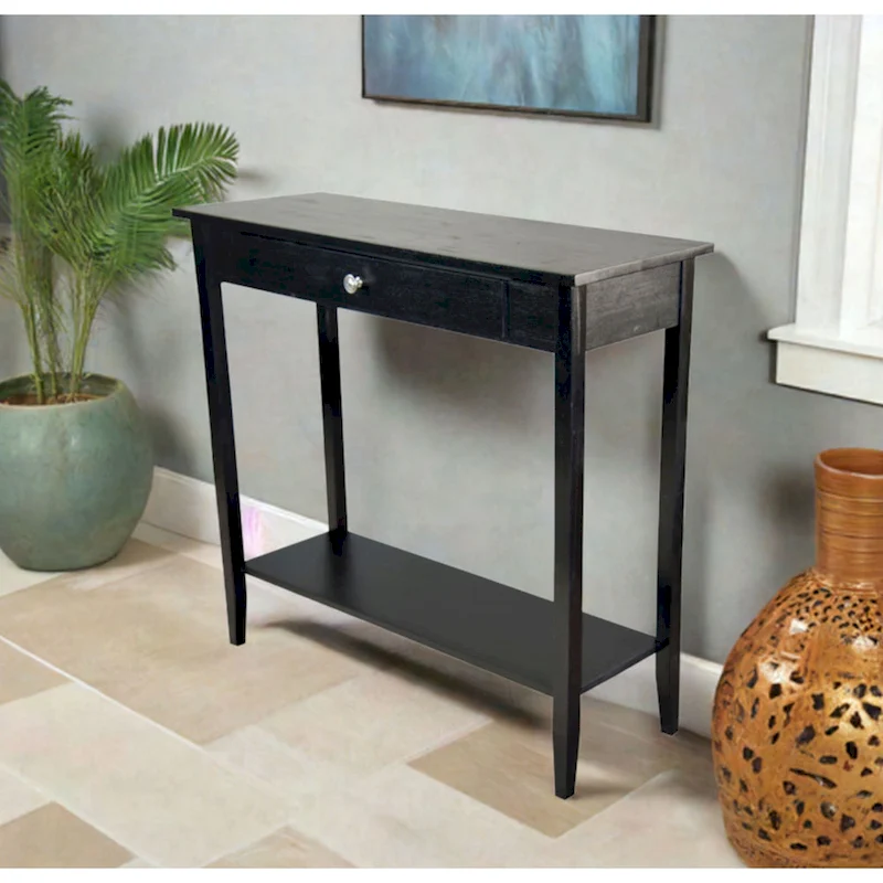 Solid Acacia Wood 1-drawer Console Table with Bottom Shelf