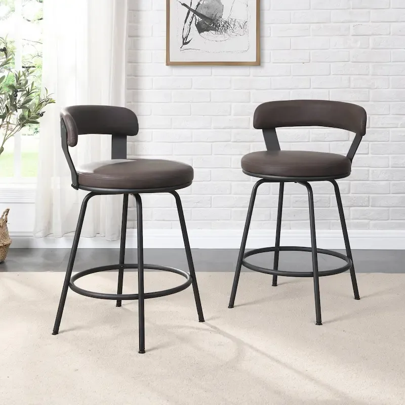 Hausfame Metal Counter Height Industrial Swivel Bar Stools