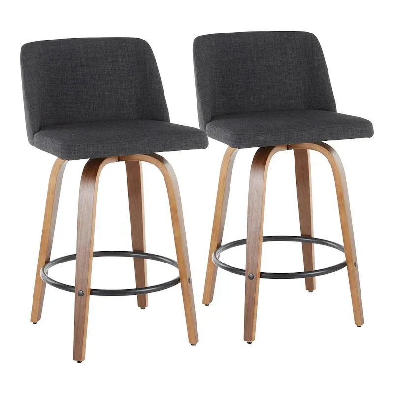 Vallberga 26 Counter Stool with Black Round Footrest (Set of 2)
