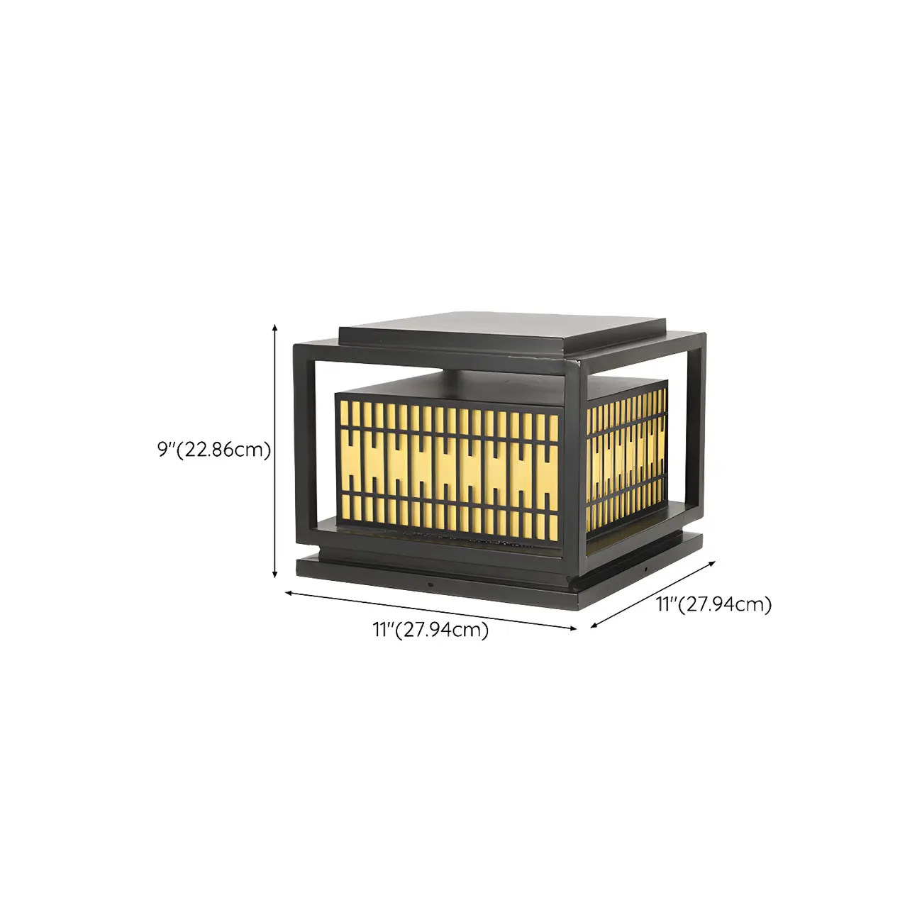 Black Metal Rectangle Lantern Design Post Cap Light