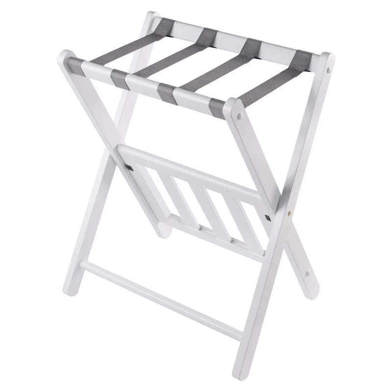 Foldable Luggage Rack with Shelf - 24.75 - White and Gray