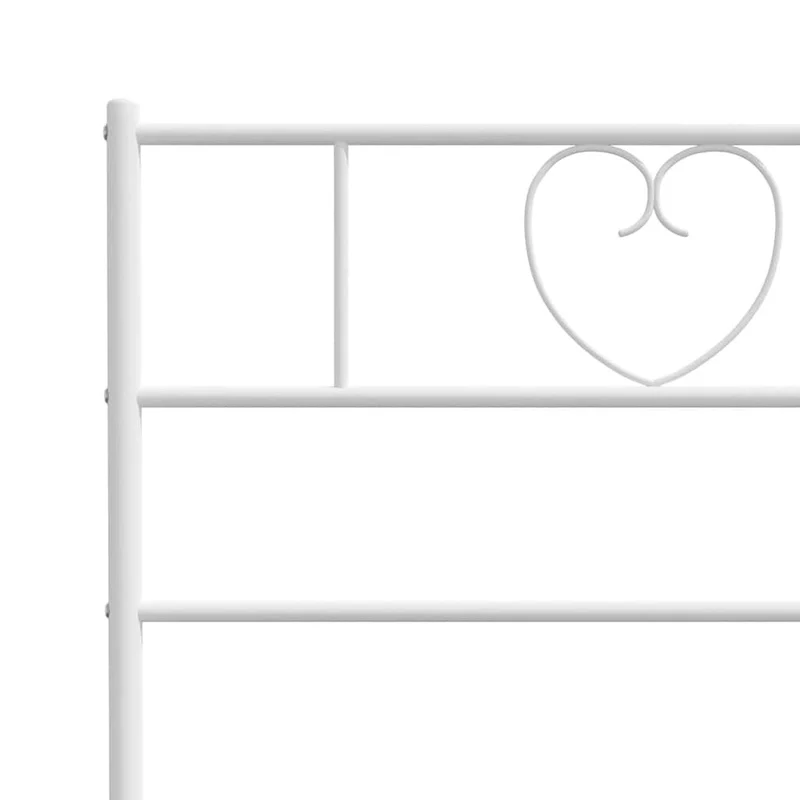 White Metal Bed Frame with Headboard, Single, 77.2