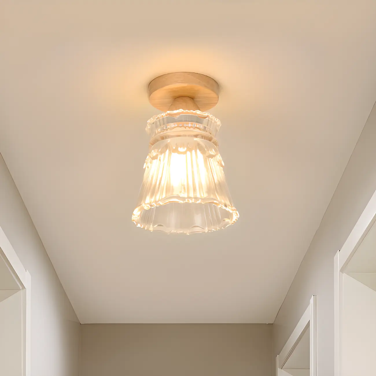 Modern 6 Glass Semi Flush Ceiling Light for Hallway Decor