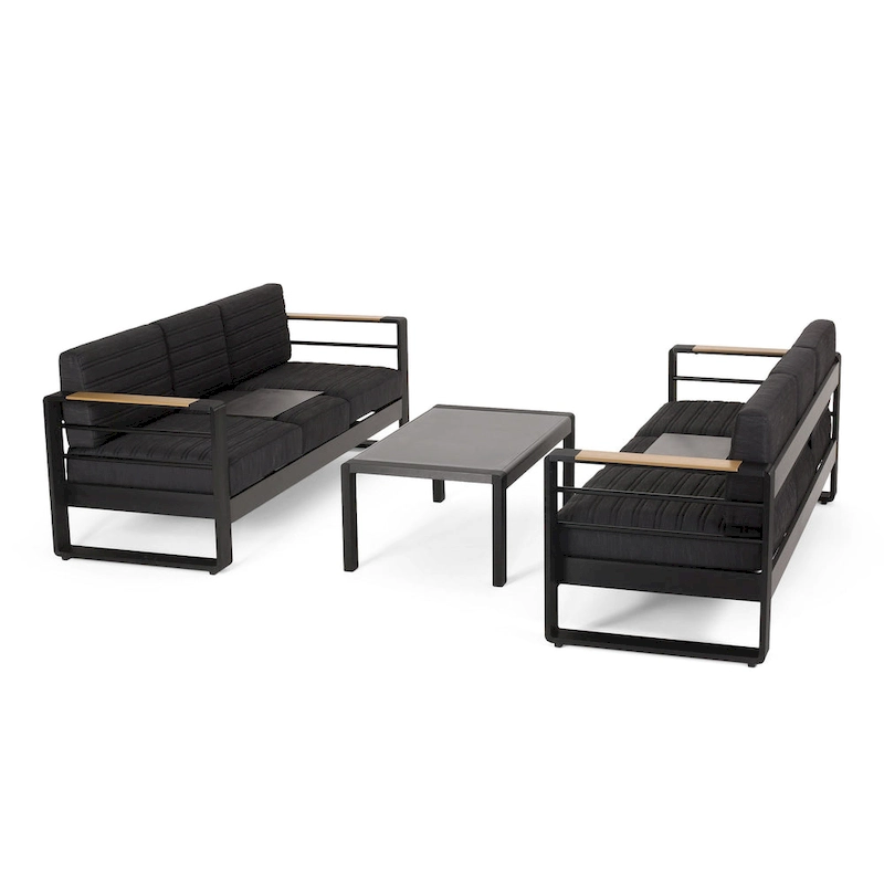 Giovanna Outdoor Aluminum 6 Seater Chat Set with Water Resistant Cushions by Christopher Knight Home