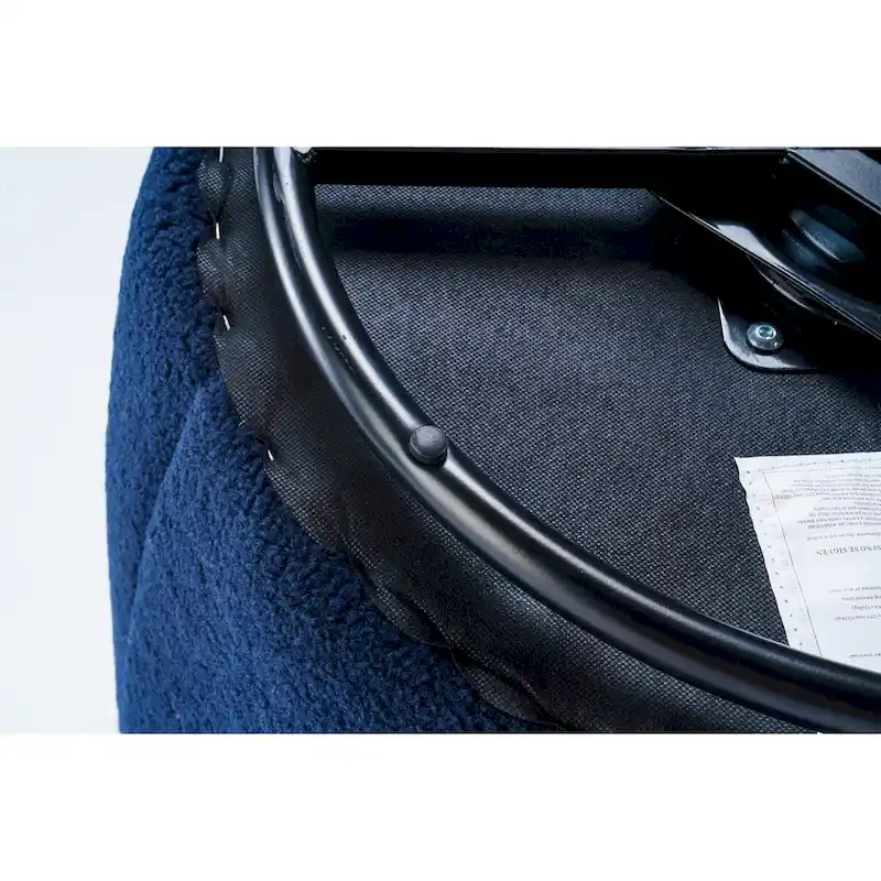 Swivel Accent Armchair Barrel Chair with Black Powder Coating, Blue