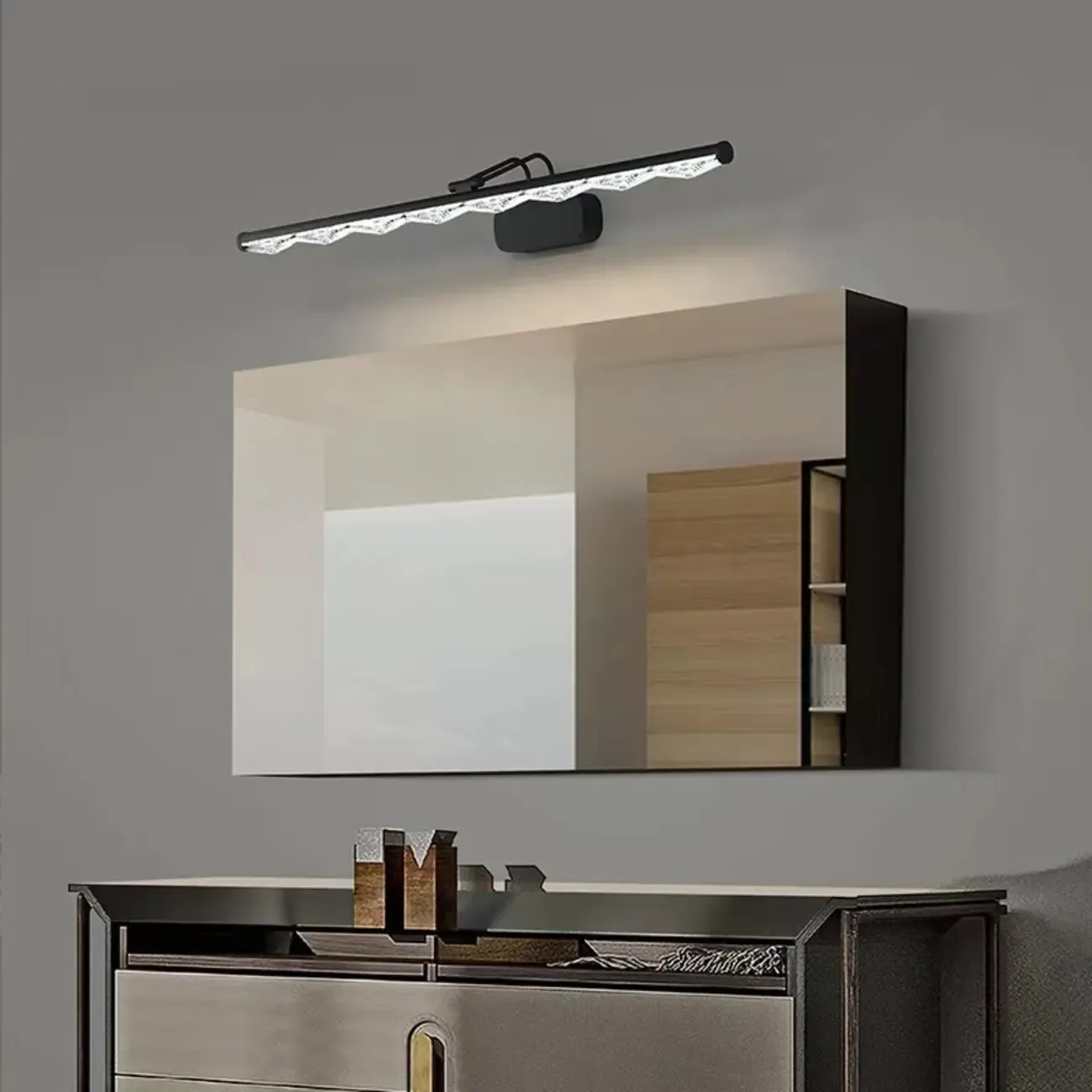 Modern Linear LED Vanity Light Above Bathroom Mirror