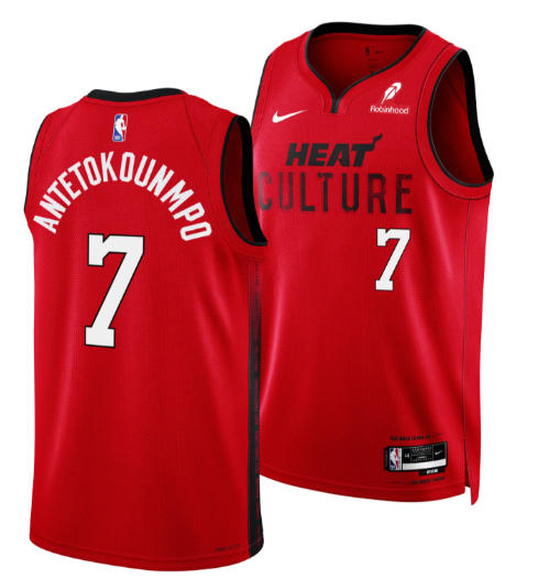 Miami Heat Giannis Antetokounmpo Culture Red Swingman Jersey