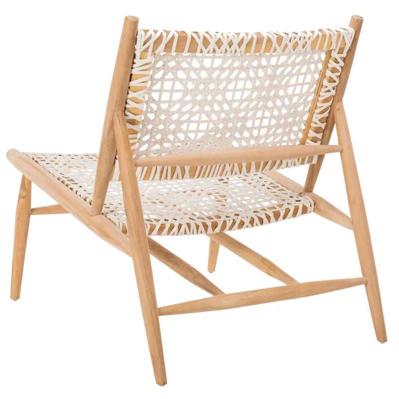 White Leather Woven Accent Chair - Single Seat