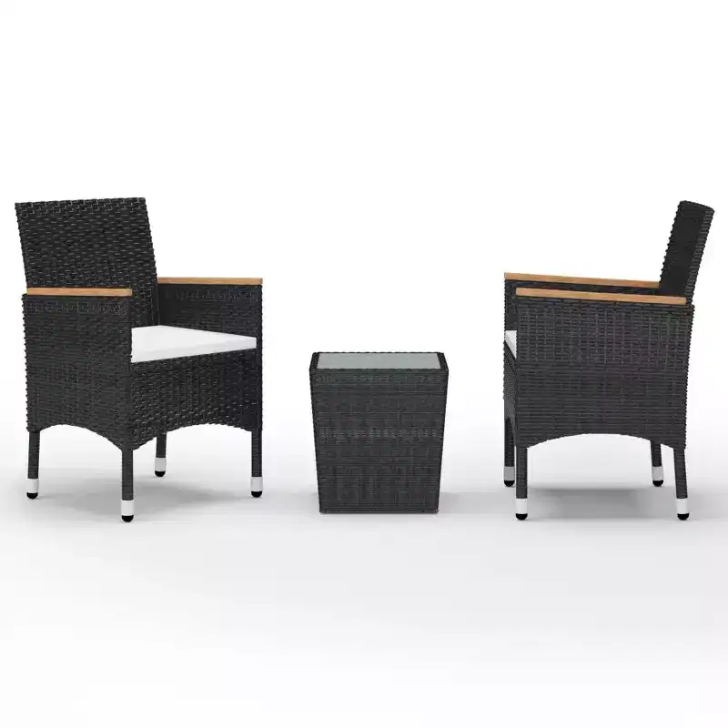vidaXL Bistro Set Patio Table and Chair Set Poly Rattan and Tempered Glass