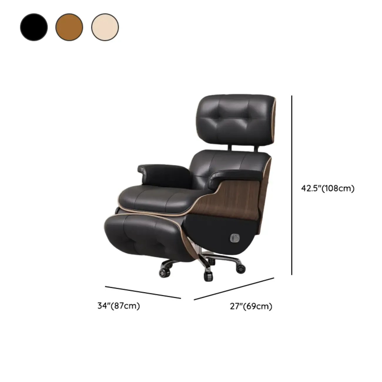 Tufted Brown Leather Recliner Massage Swivel Ergonomic Chair