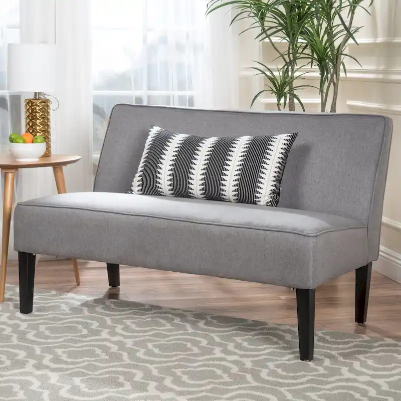 2-Seat Armless Upholstered Loveseat – Grey, Royal Blue, Dark Teal, Light Grey
