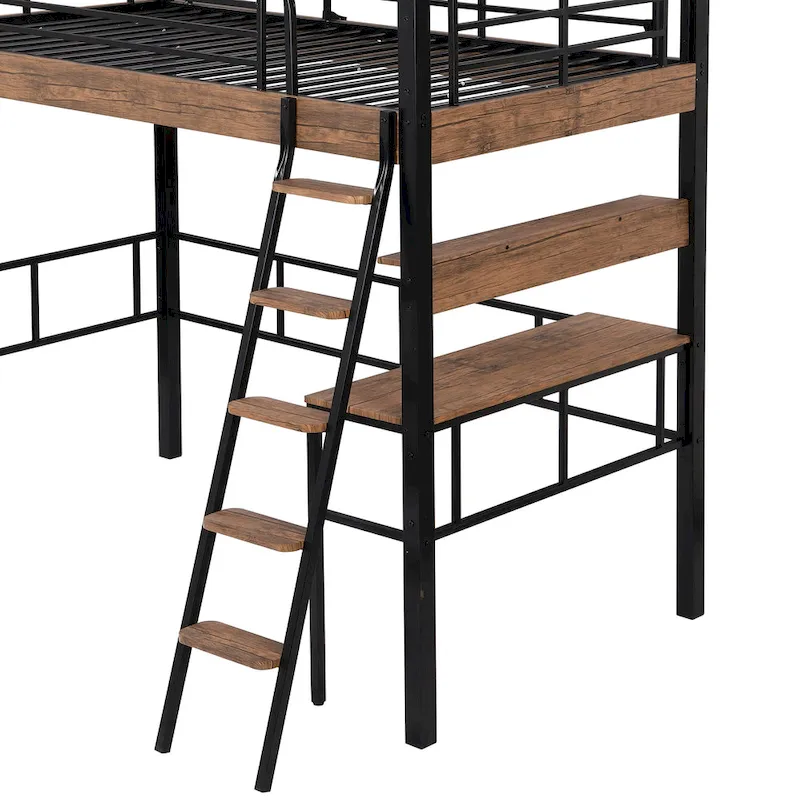 Twin Metal Loft Bed with Desk