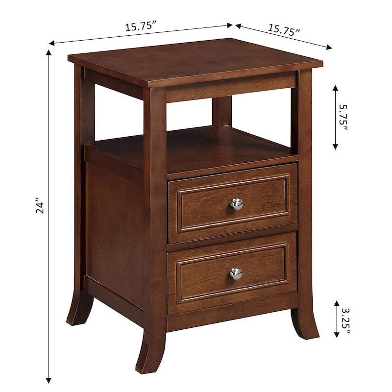 Convenience Concepts Melbourne 2 Drawer End Table with Shelf