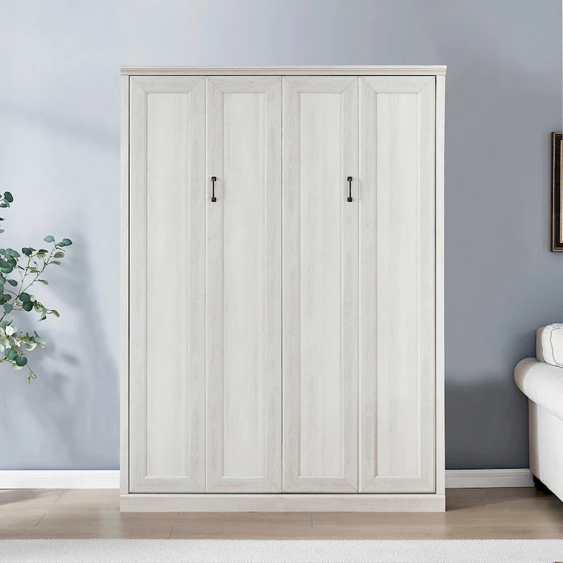 Half Self-Close and Open Murphy Bed Cabinet Space-Saving Bed