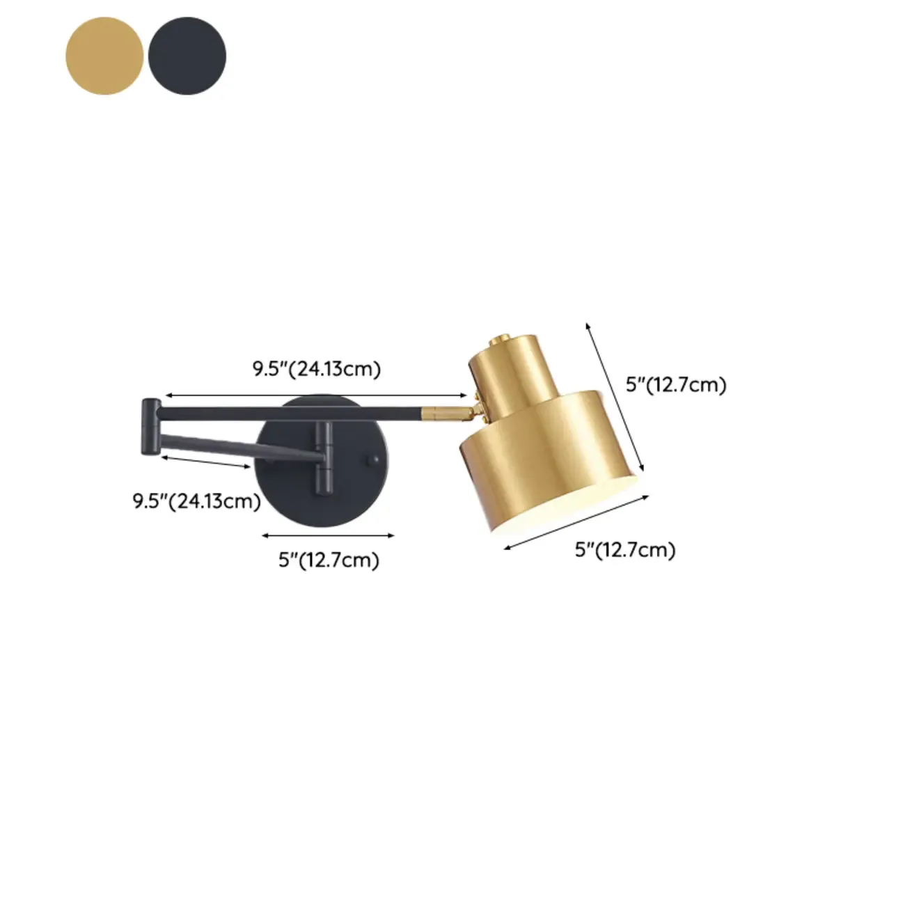 Modern Metal Hemisphere Shade Swing Arm Wall Light