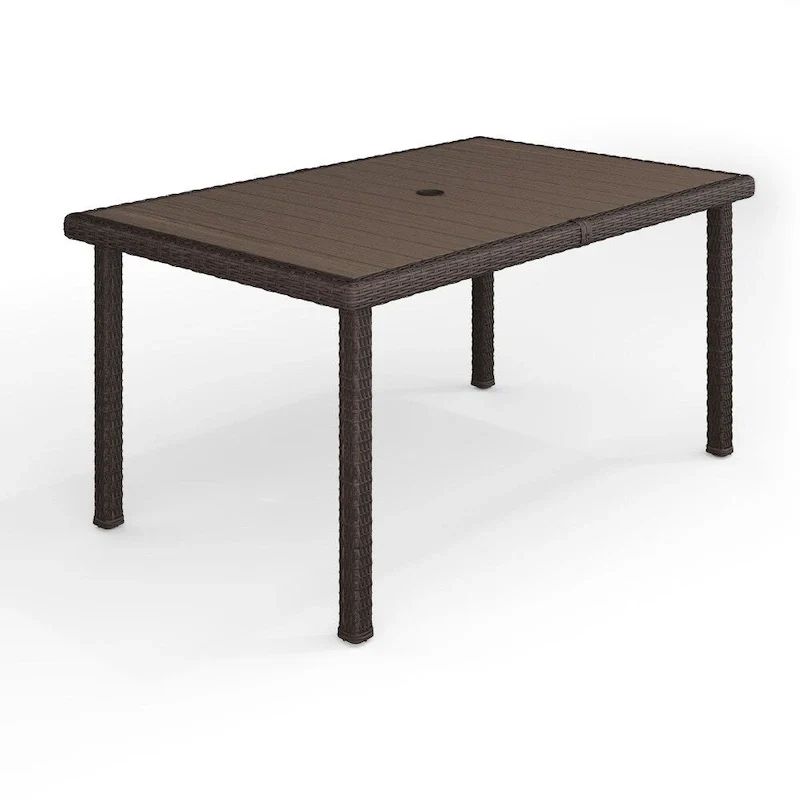 Martha Stewart 60 Outdoor Rattan Wicker Patio Table with Engineered Wood Top - 39W x 62D x 30H